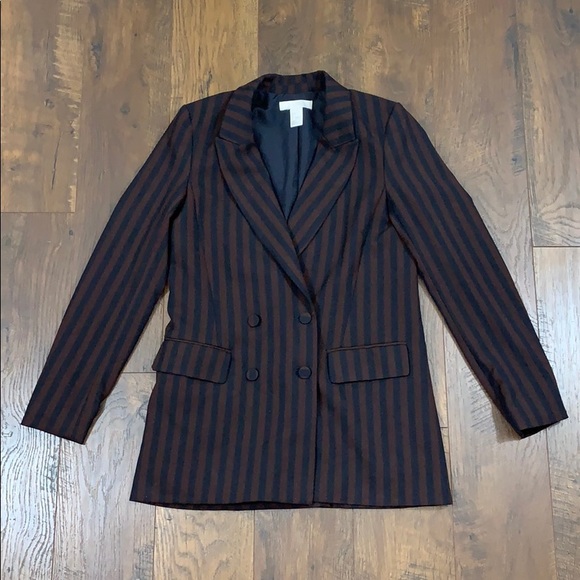 H&M Jackets & Blazers - H&M Black/Brown Striped Long Blazer